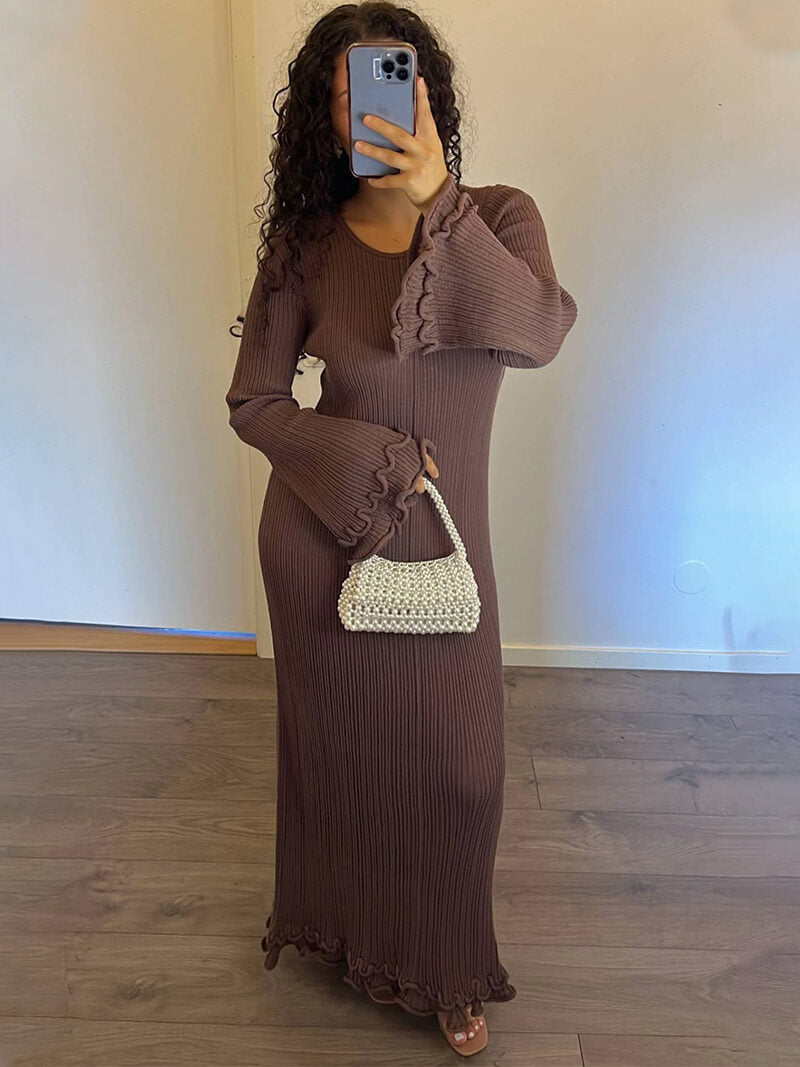 Textured Floor Length Maxi Dress
