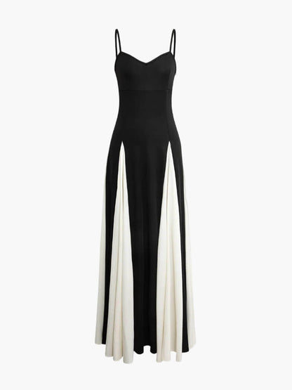 Chic Monochrome Long Evening Dress