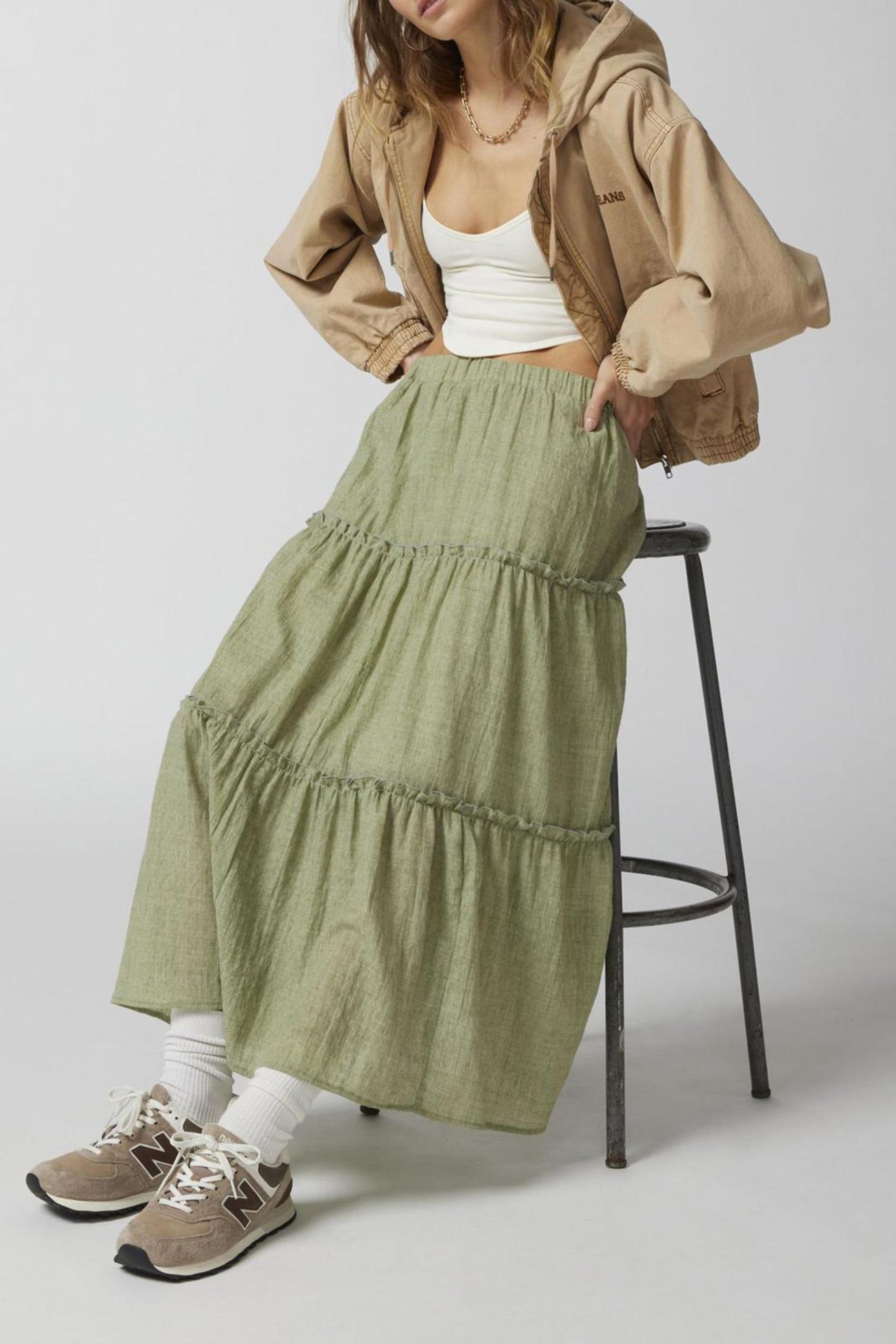 Women's Bohemian Maxi Skirt Elastic Waist