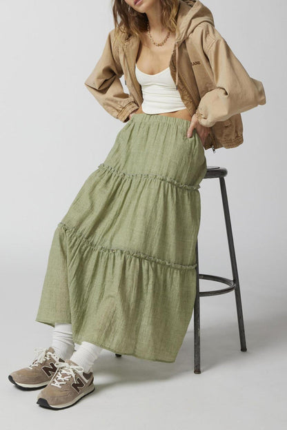 Women's Bohemian Maxi Skirt Elastic Waist