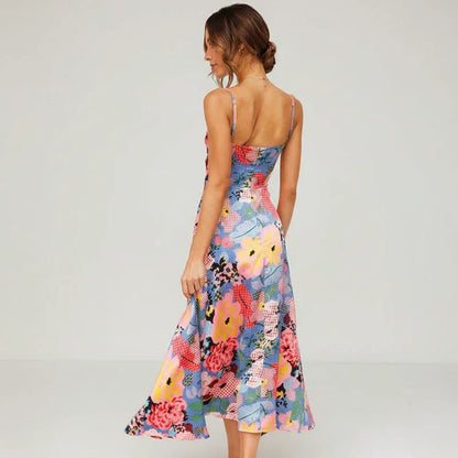 Women's Summer Midi Dress Spaghetti Strap