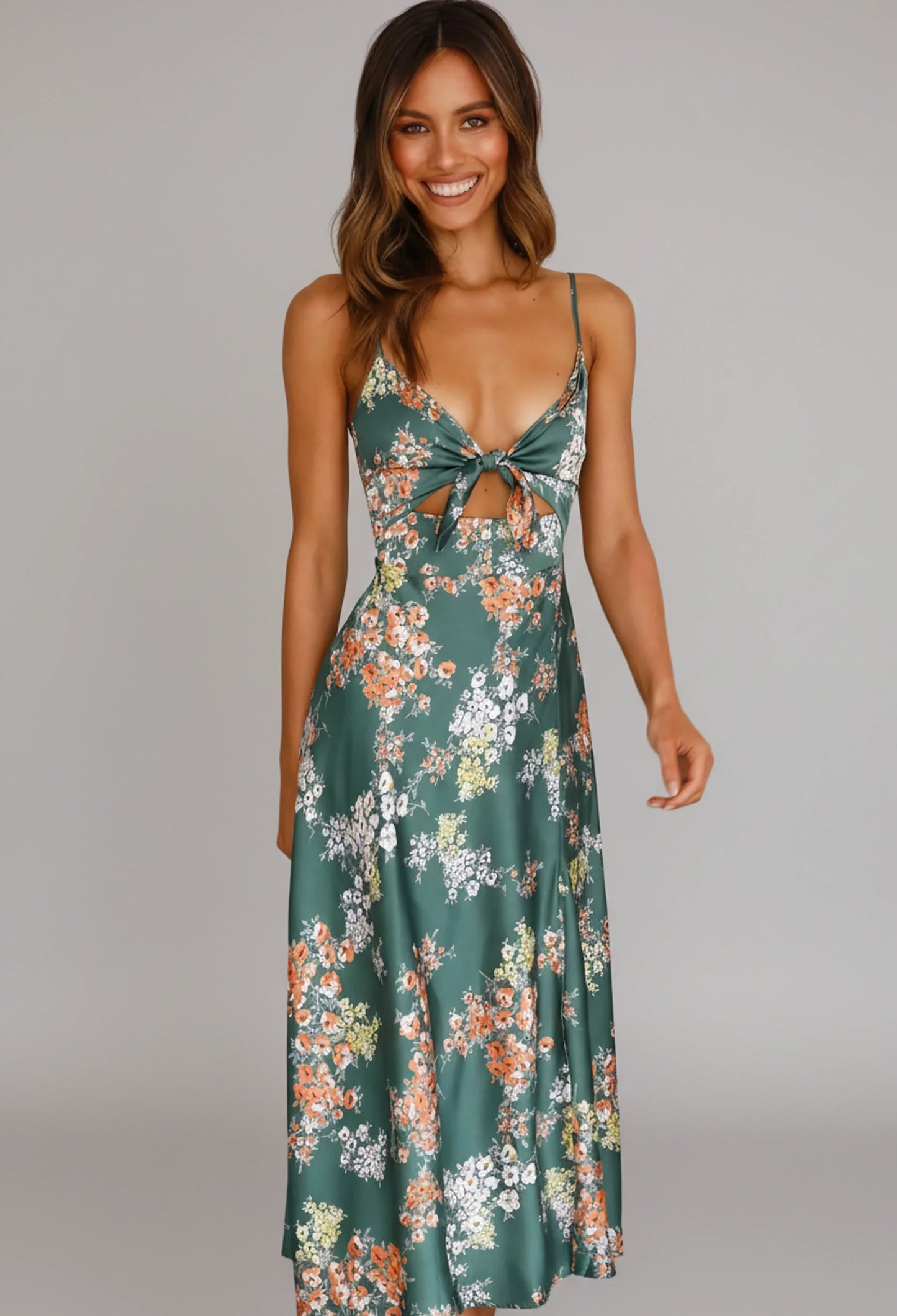 Women's Summer Midi Dress Spaghetti Strap - VibreMode