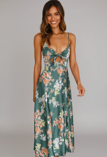 Women's Summer Midi Dress Spaghetti Strap - VibreMode