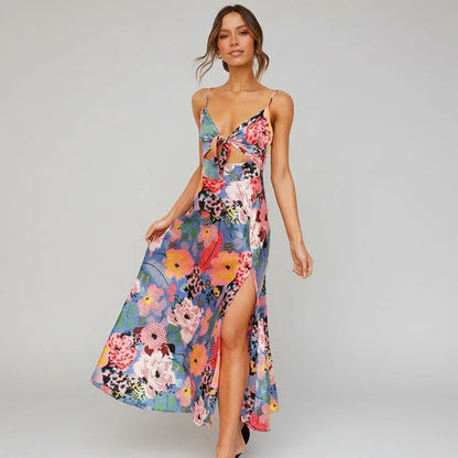 Women's Summer Midi Dress Spaghetti Strap