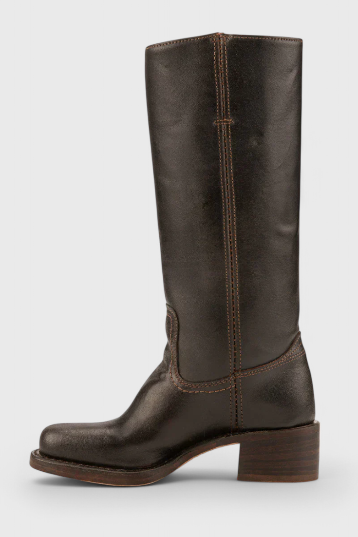Women's Leather Knee High Boots With Heels
