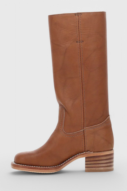 Women's Knee High Boots Stacked Heel Round Toe