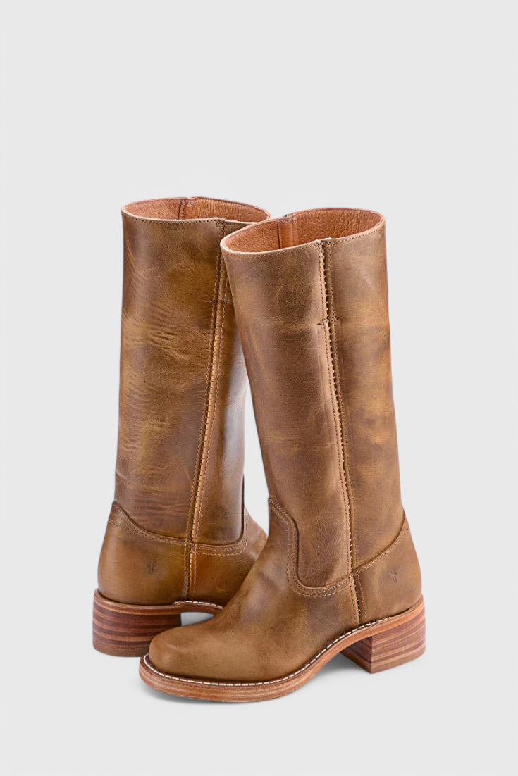 Women's Leather Knee High Boots With Heels