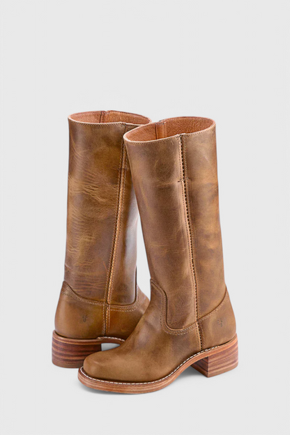 Women's Leather Knee High Boots With Heels