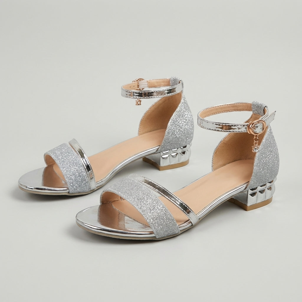 Women's Glitter Sandals Ankle Strap Open-Toe
