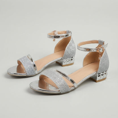 Women's Glitter Sandals Ankle Strap Open-Toe