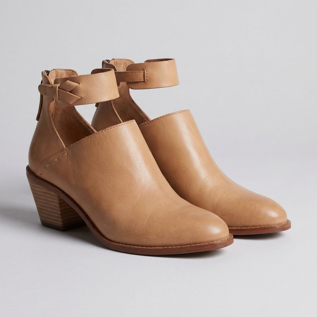 Women's Fitted Ankle Boots Block Heel Braided Strap