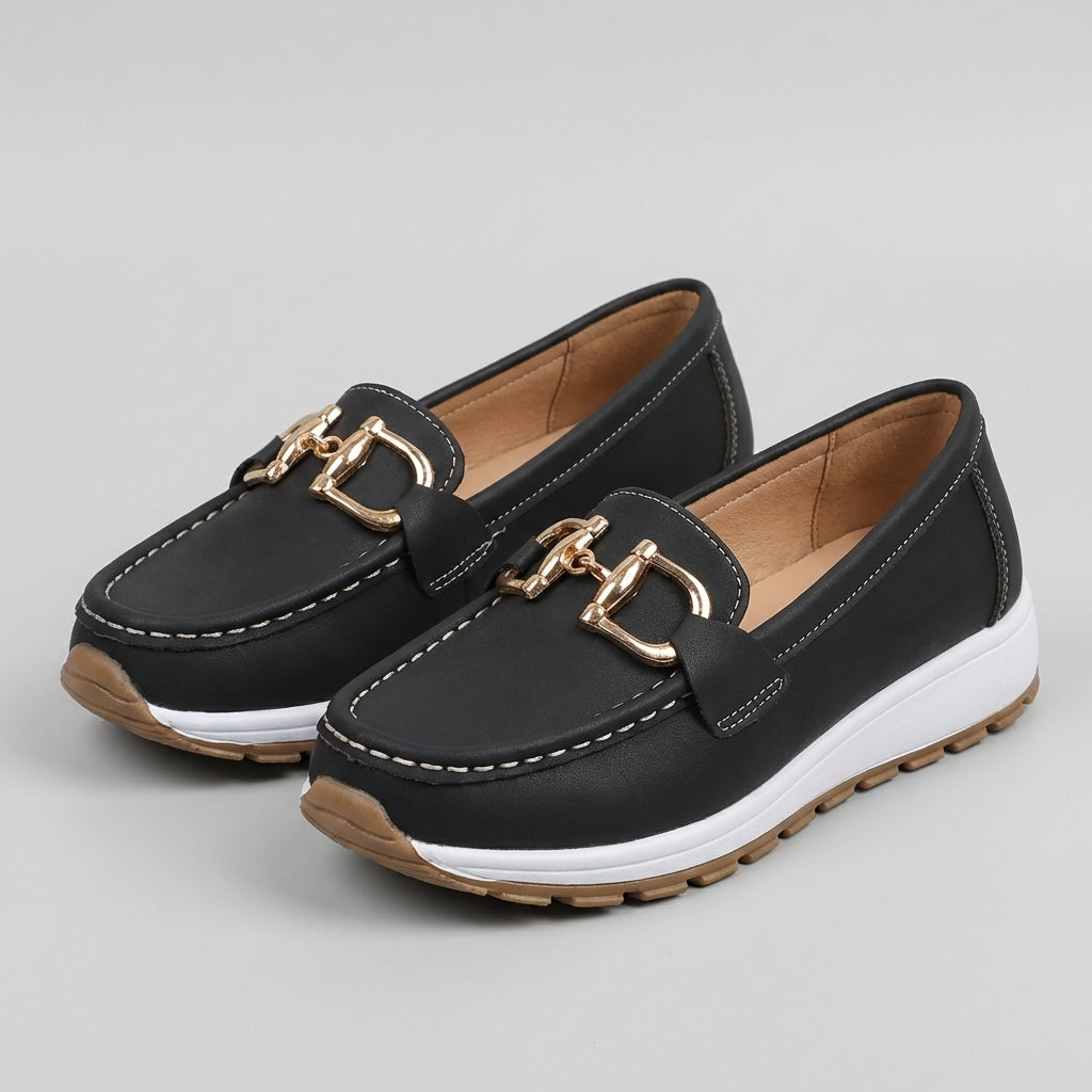 Men's Slip-On Loafers Leather Platform Brown