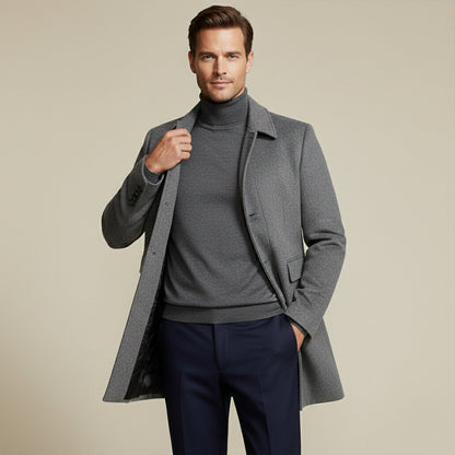 Alderney Men's Wool Blend Long Coat Warm