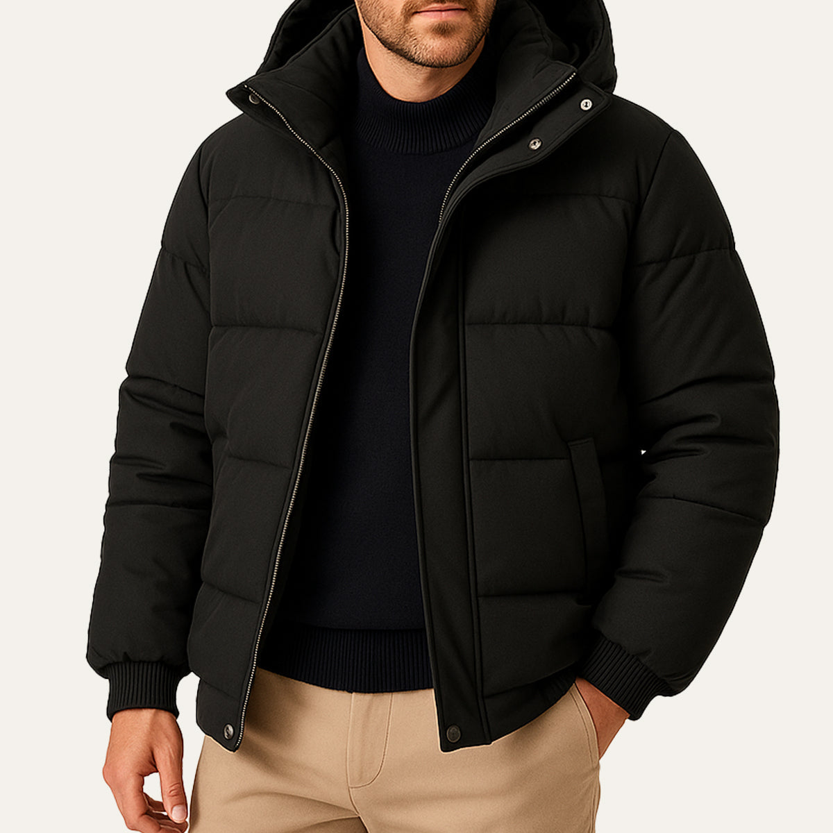 Men's Waterproof Down Hooded Puffer Jacket