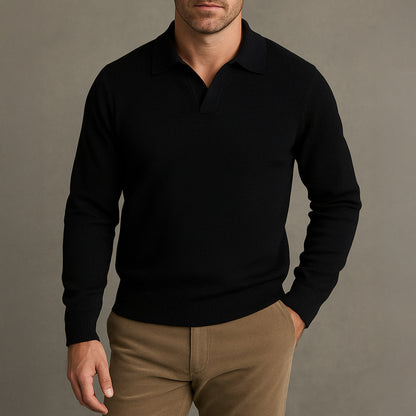Men's Knitted Polo Sweater Long Sleeve Open Collar
