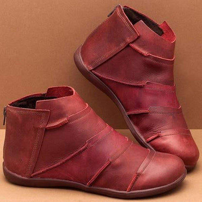 Women's Ankle Boots Comfortable Leather Brown - VibreMode