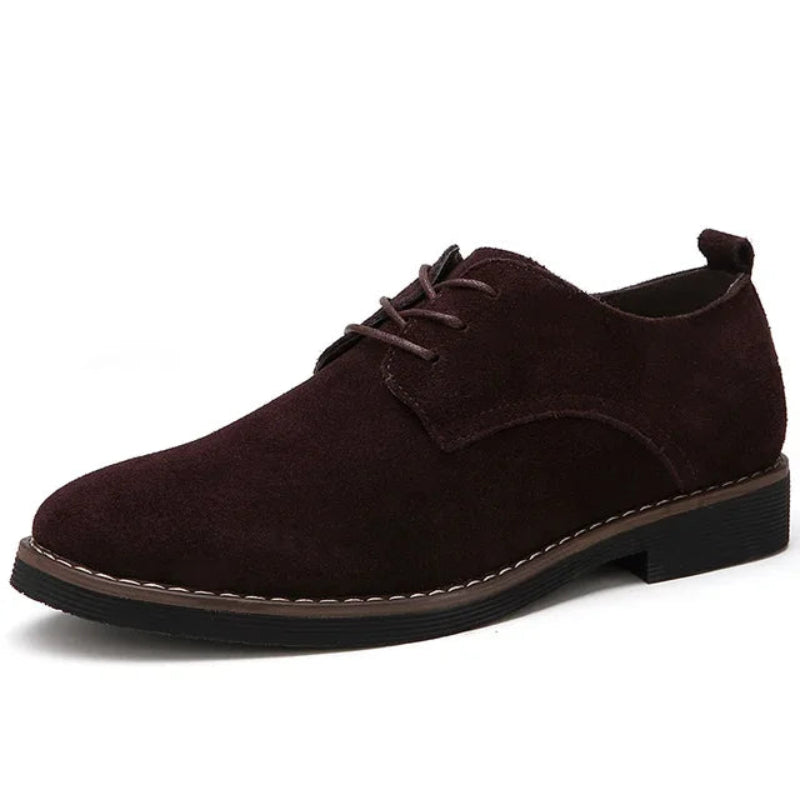 Men's Suede Oxford Shoes Lace-Up Brown
