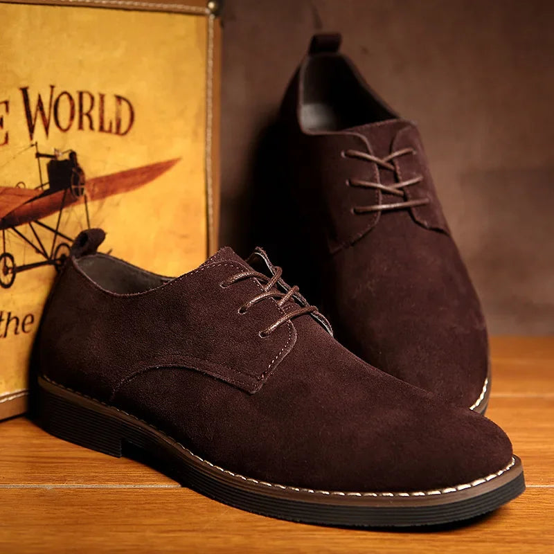 Men's Suede Oxford Shoes Lace-Up Brown