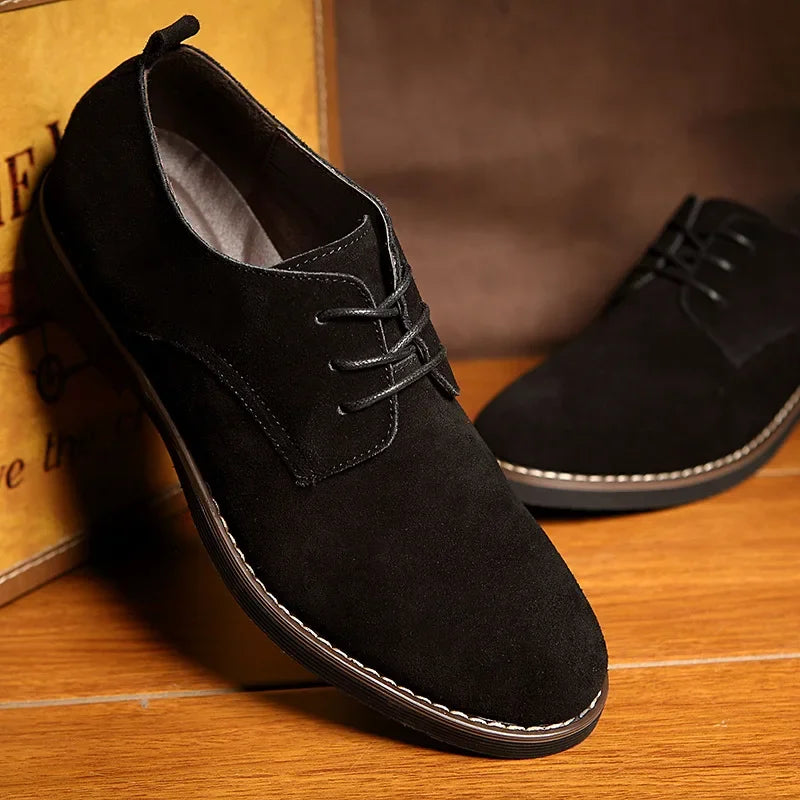 Men's Suede Oxford Shoes Lace-Up Brown