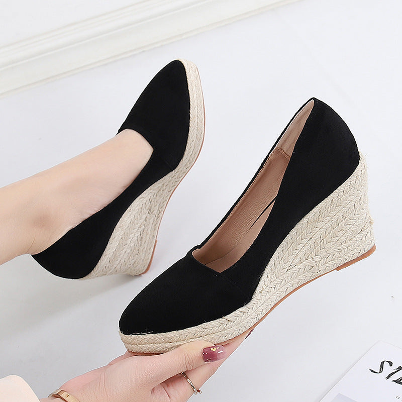 Women's Suede Espadrille Wedge Shoes - VibreMode