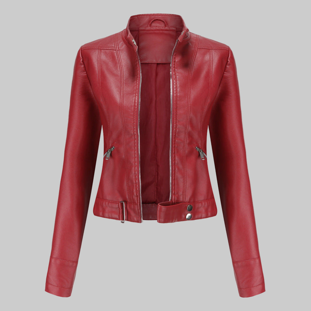 Women's Leather Jacket Elegant Outerwear