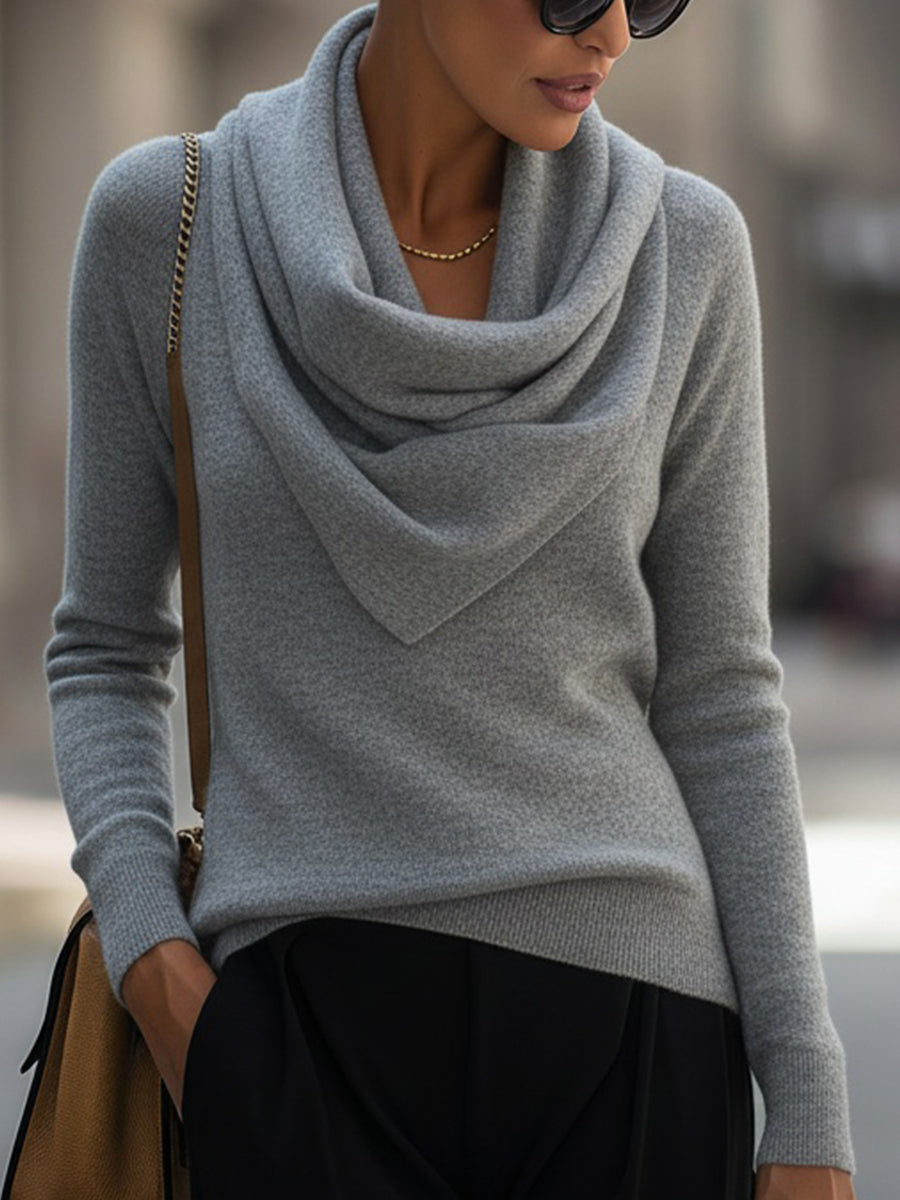 Flowy Cowl Neck Long Sleeve Women's Top