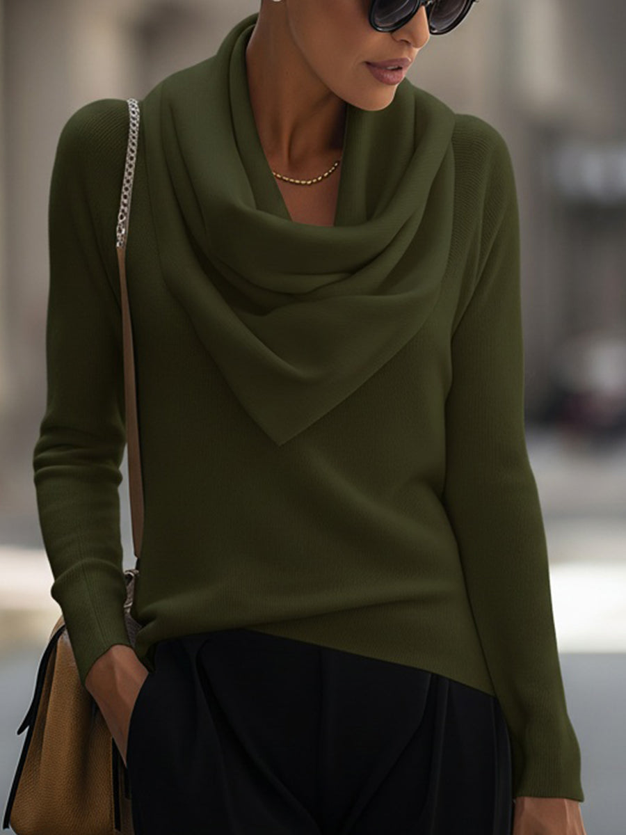 Flowy Cowl Neck Long Sleeve Women's Top