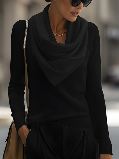 Flowy Cowl Neck Long Sleeve Women's Top