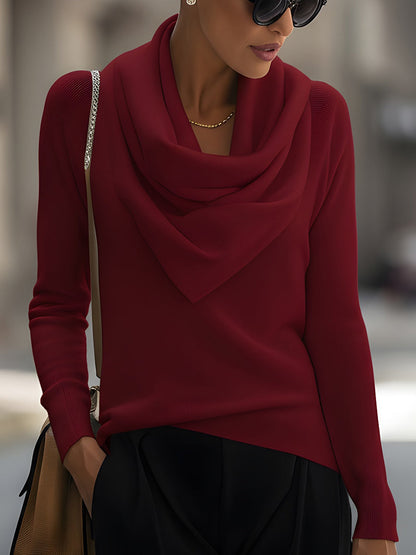 Flowy Cowl Neck Long Sleeve Women's Top