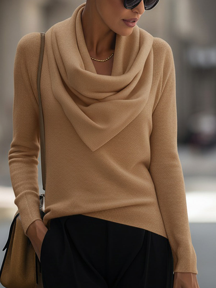 Flowy Cowl Neck Long Sleeve Women's Top