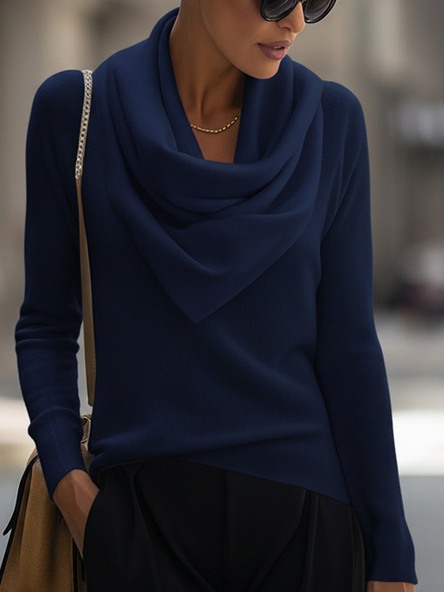Flowy Cowl Neck Long Sleeve Women's Top