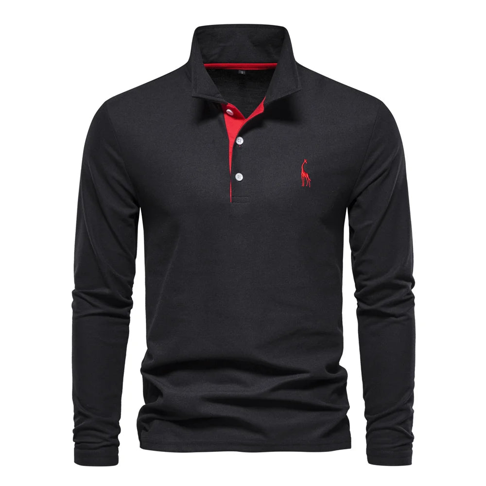 Men's Long Sleeve Polo Jumper Cotton Classic Collar