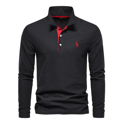 Men's Long Sleeve Polo Jumper Cotton Classic Collar