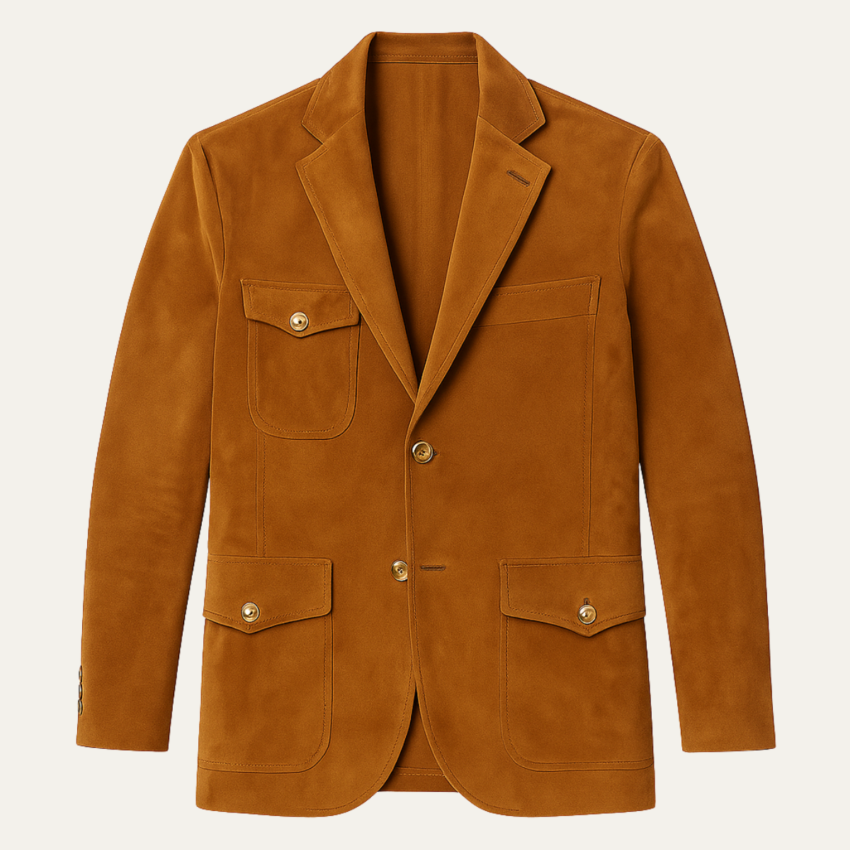 Men's Tan Suede Blazer With Pockets - VibreMode