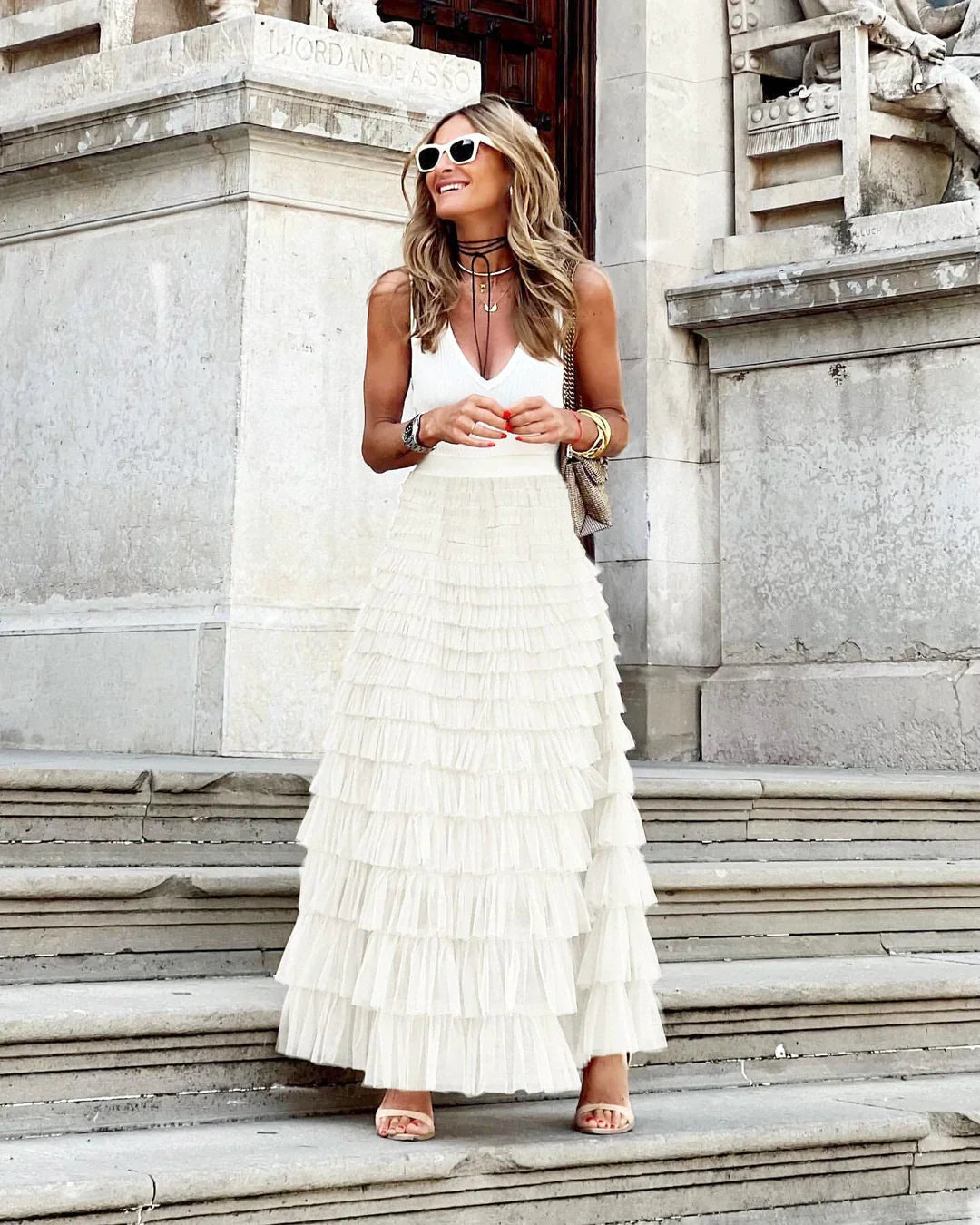Women's Tulle Maxi Skirt Elastic Waistband