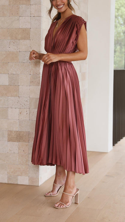 Ladies Chic V Neck Ruffle Midi Dress