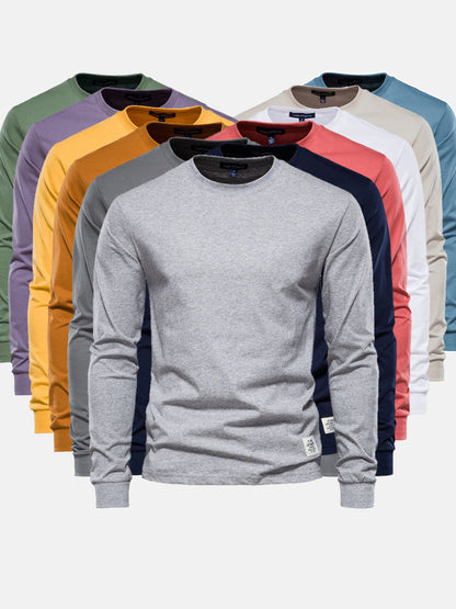 Men's Cotton Long Sleeve Shirt Round Neck