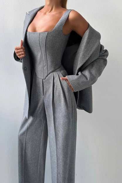 Tailored Three-Piece Suit for Women – Elegant & Sophisticated Pant Suit Set-Caliboot