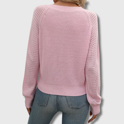 Elegant Women's V-Neck Sweater Jade Green