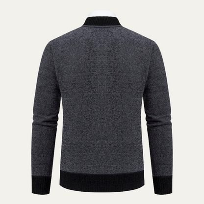 Men's Embroidered Zip Knit Sweater
