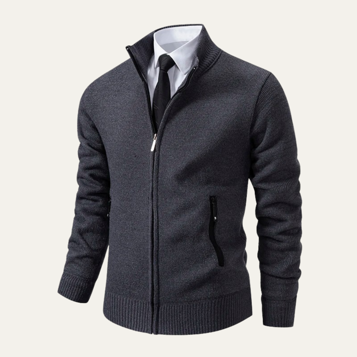 Men's Knit Zip Cardigan With Pockets
