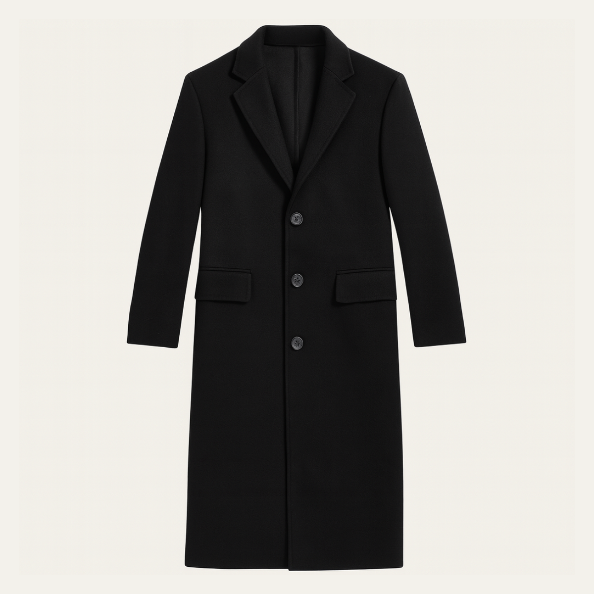 Pembroke Men's Wool Single Breasted Coat Black - VibreMode