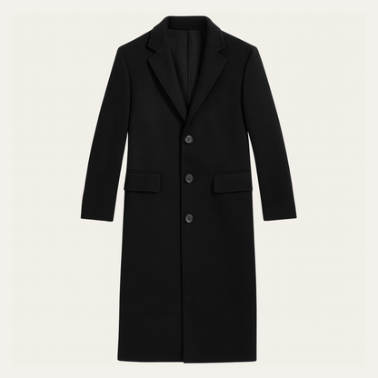 Pembroke Men's Wool Single Breasted Coat Black - VibreMode