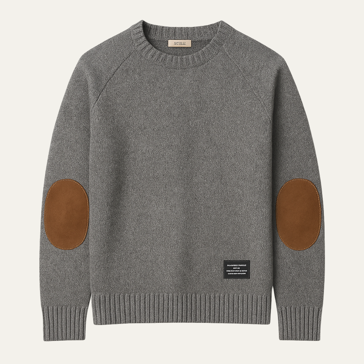 Porta Romana Men's Crew Neck Knitted Sweater Elbow Patches - VibreMode