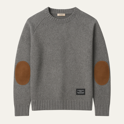 Porta Romana Men's Crew Neck Knitted Sweater Elbow Patches - VibreMode