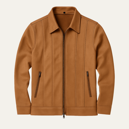 Men's Suede Leather Trucker Jacket Zip Up - VibreMode