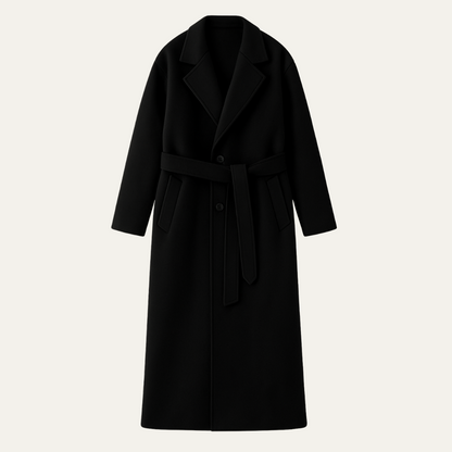 Men's Wool Wrap Coat Camel Brown with Belt - VibreMode