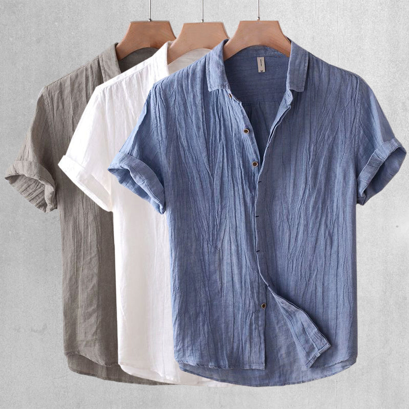 Men's Short Sleeve Button Down Shirt Solid - VibreMode