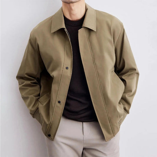 Men's Bomber Jacket Leather Waterproof Black - VibreMode