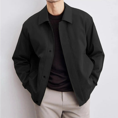 Men's Bomber Jacket Leather Waterproof Black
